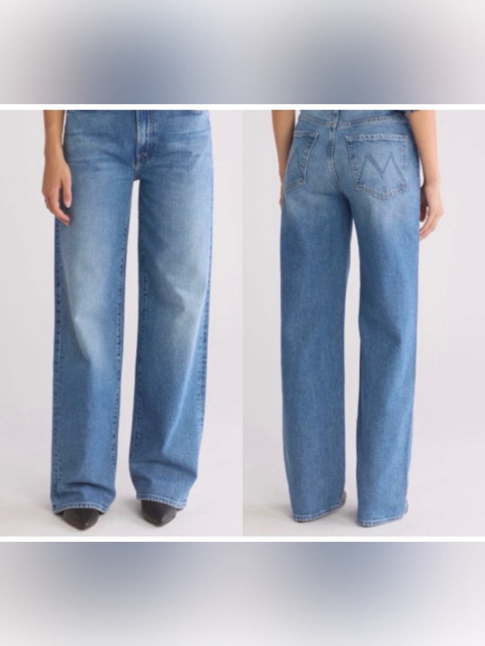 MOTHER Wide Straight-Leg Jeans in Medium Blue